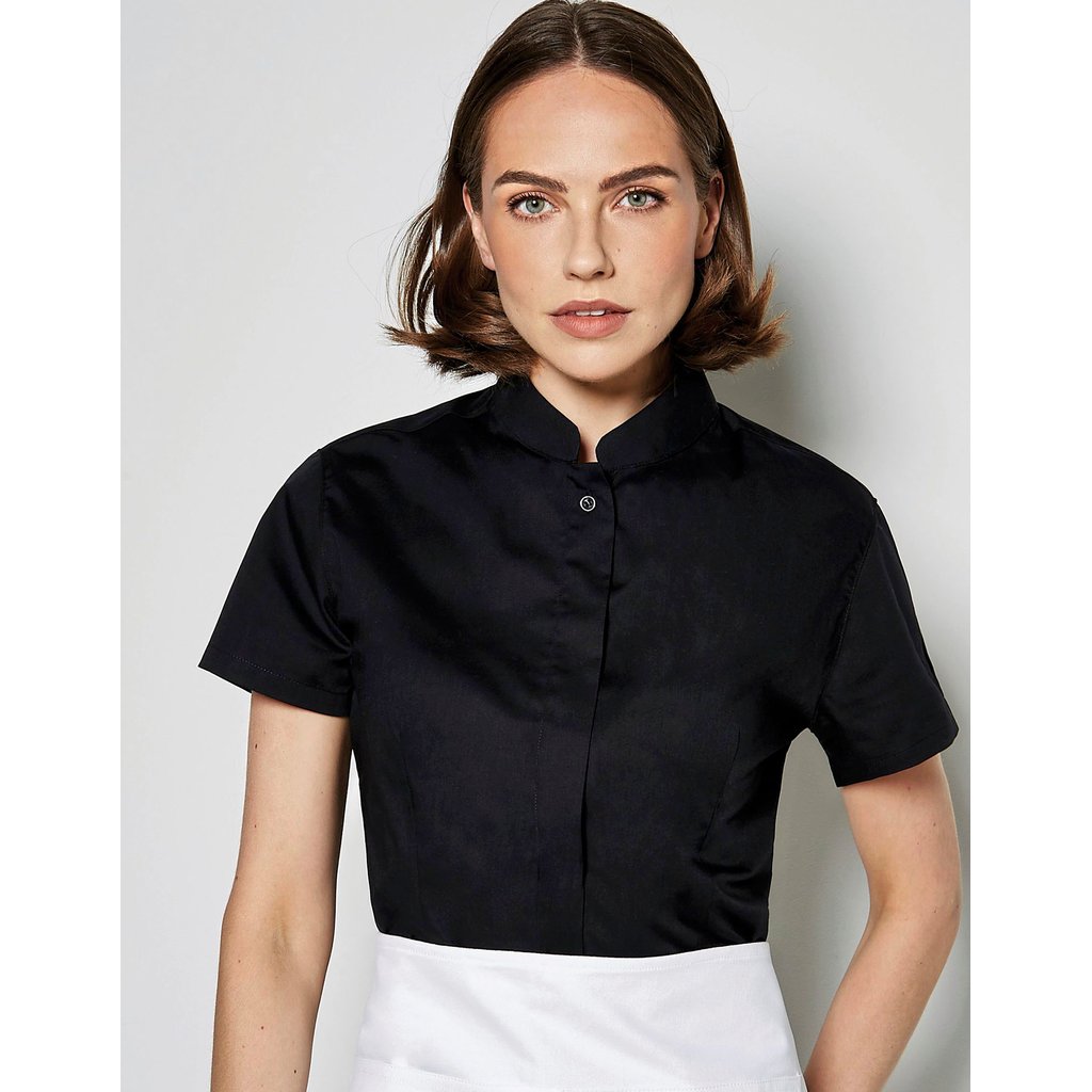 [K736] (KK736) Women´s Tailored Fit Shirt Mandarin Collar Short Sleeve