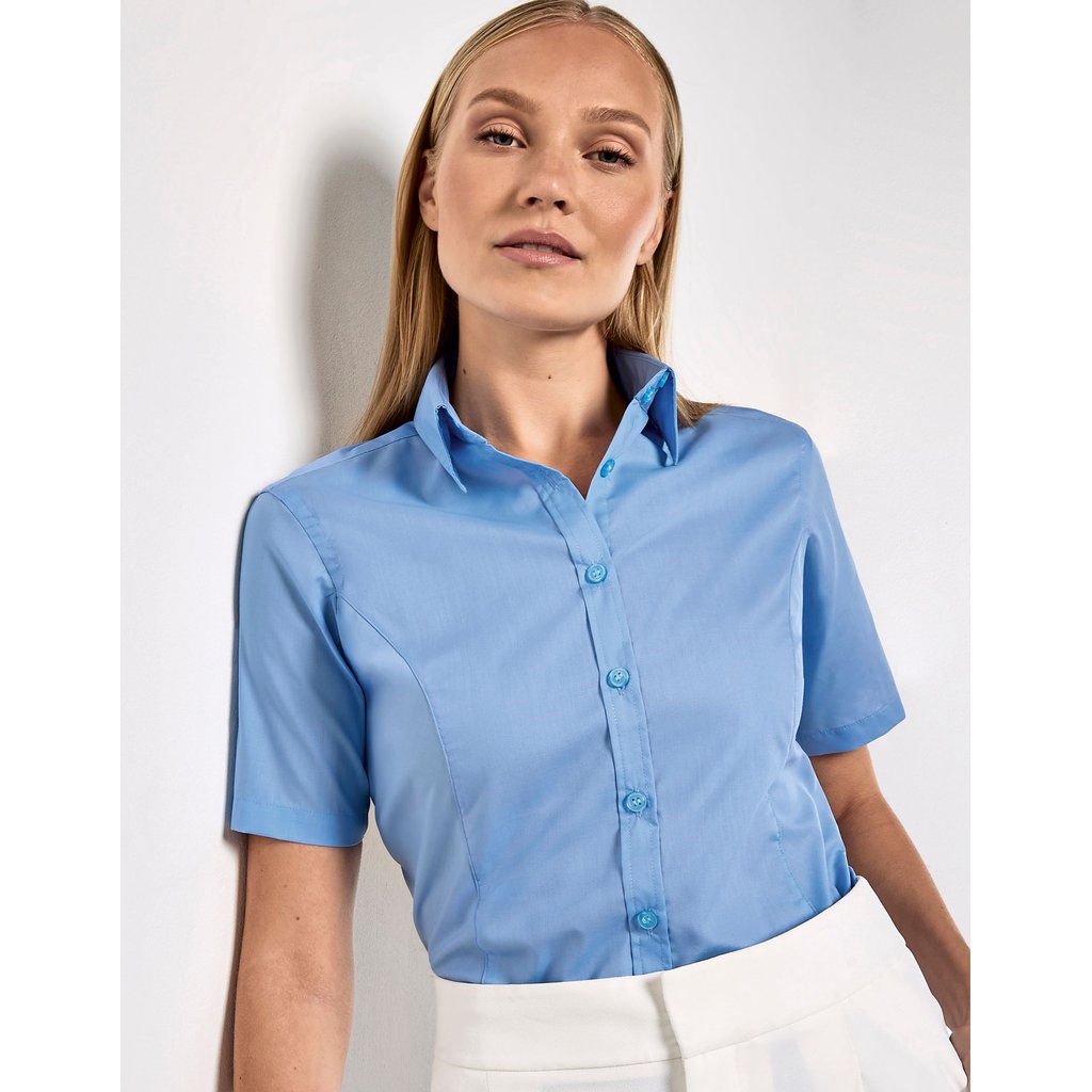 [K742F] (KK742F) Women´s Tailored Fit Business Shirt Short Sleeve