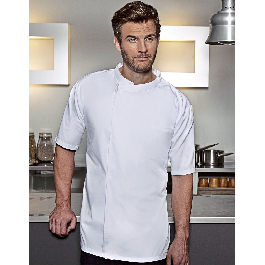 [KY122] (BJM 3) Short-Sleeve Throw-Over Chef Shirt Basic