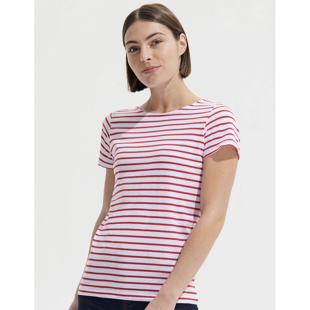 [L01399] (01399) Women´s Round Neck Striped T-Shirt Miles