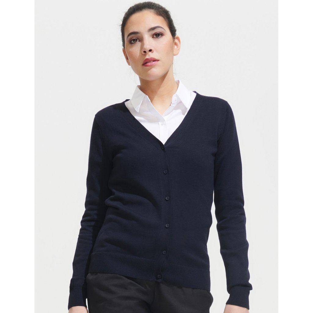 [L419] (90012) Women´s Golden V-Neck Knitted Cardigan