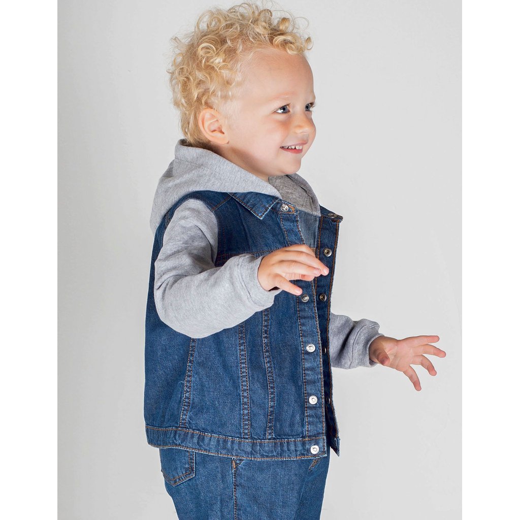 [LW750] (LW750) Denim Jacket With Fleece Hood And Sleeves