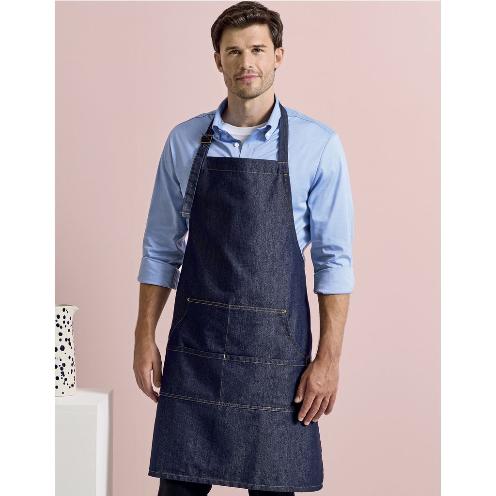 [PW126] (PR126) Jeans Stitch Denim Bib Apron