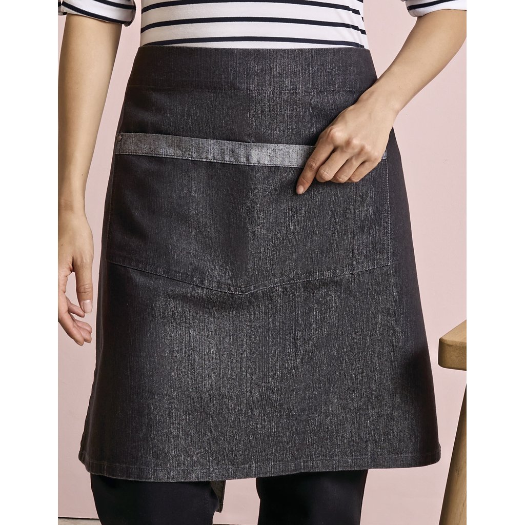 [PW128] (PR128) Domain Contrast Denim Waist Apron