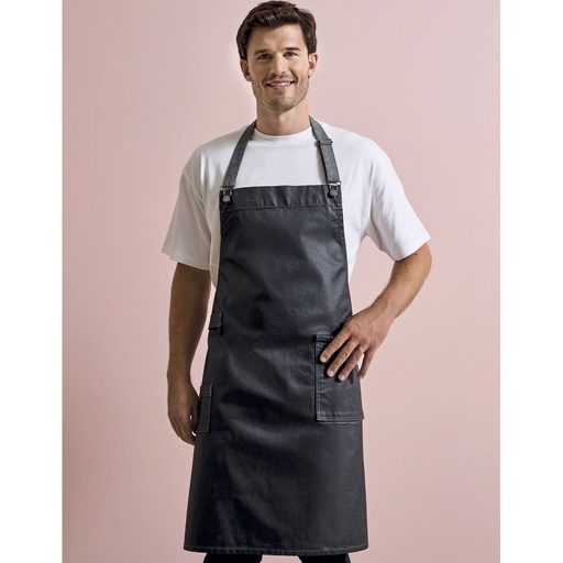 [PW134] (PR134) District Waxed Look Denim Bib Apron [PW134]