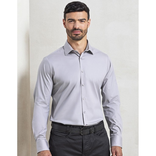 [PW244] (PR244) Men´s Stretch Fit Poplin Long Sleeve Cotton Shirt [PW244]