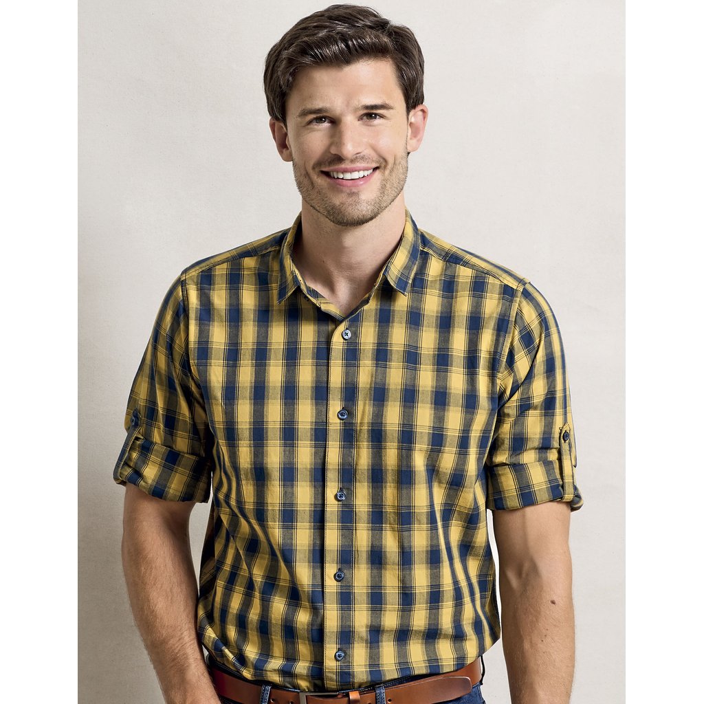 [PW250] (PR250) Men´s Mulligan Check Cotton Long Sleeve Shirt