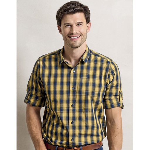 [PW250] (PR250) Men´s Mulligan Check Cotton Long Sleeve Shirt [PW250]