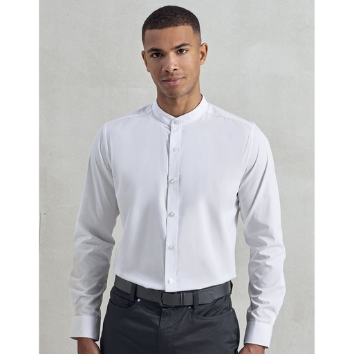[PW258] (PR258) Men´s Banded Collar Grandad Long Sleeve Shirt [PW258]
