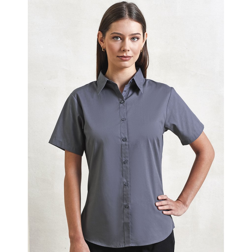 [PW302] (PR302) Women´s Poplin Short Sleeve Blouse