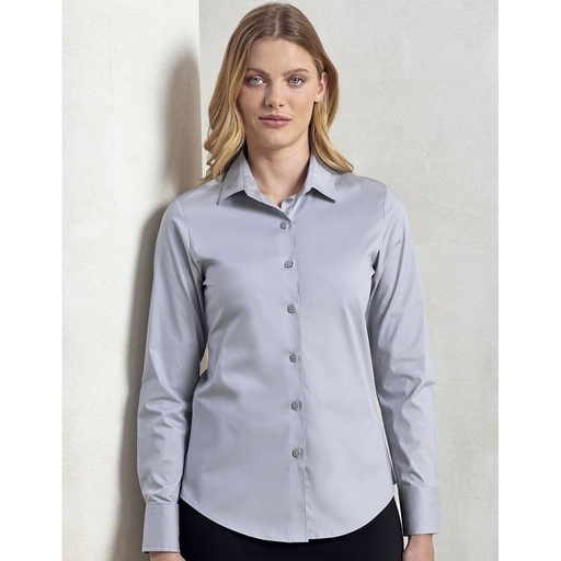 [PW344] (PR344) Women´s Stretch Fit Poplin Long Sleeve Cotton Shirt [PW344]