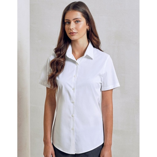 [PW346] (PR346) Women´s Stretch Fit Poplin Short Sleeve Cotton Shirt [PW346]
