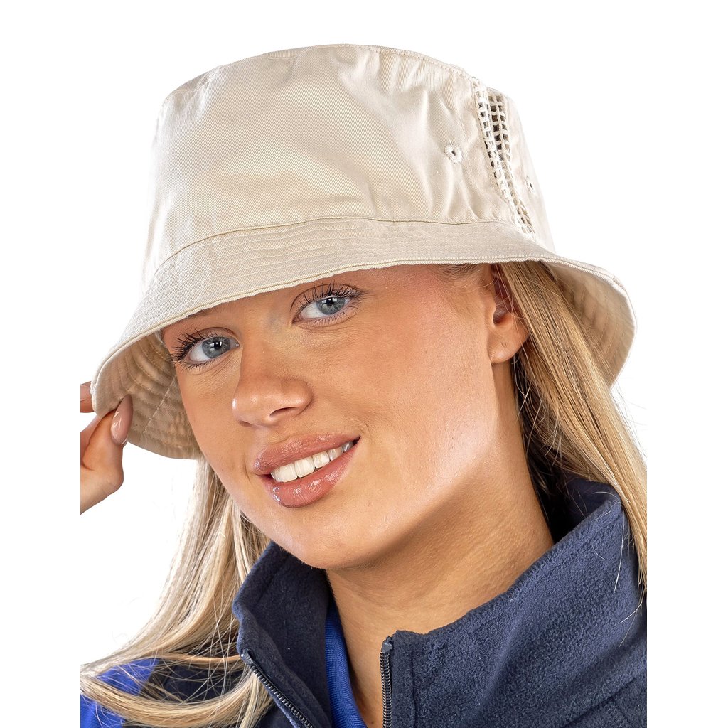 [RH45] (RC045X) Deluxe Washed Cotton Bucket Hat With Side Mesh Panels