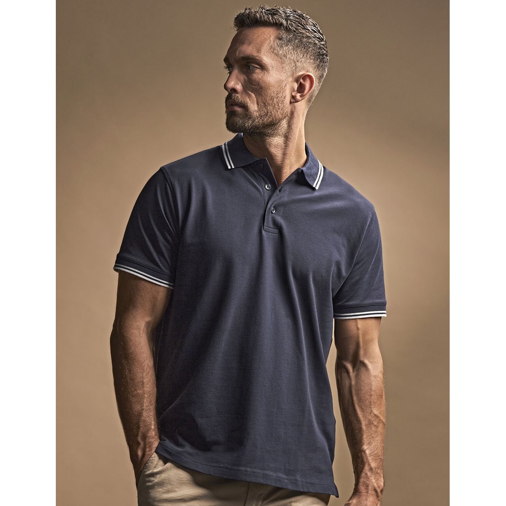 [TJ1407] (1407) Men´s Luxury Stripe Stretch Polo