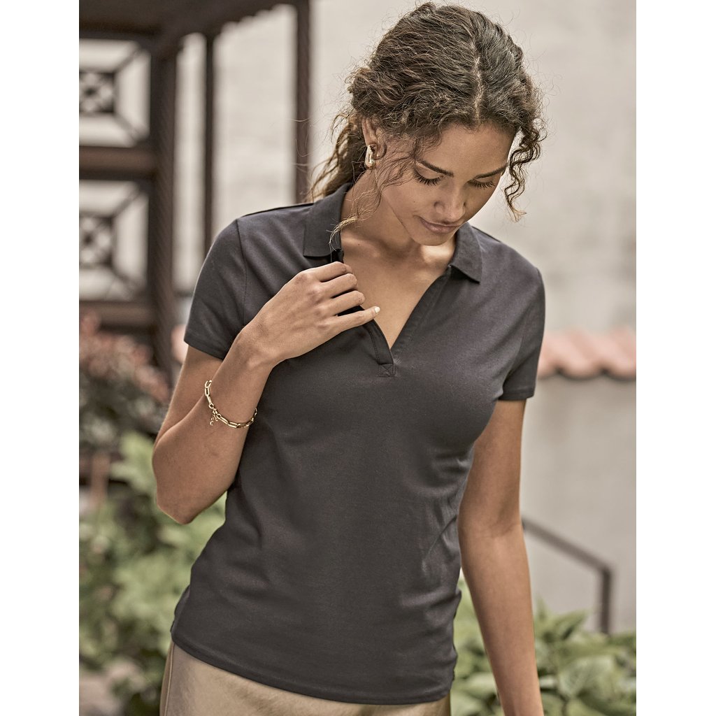 [TJ1409] (1409) Women´s Luxury Stretch V-Neck Polo