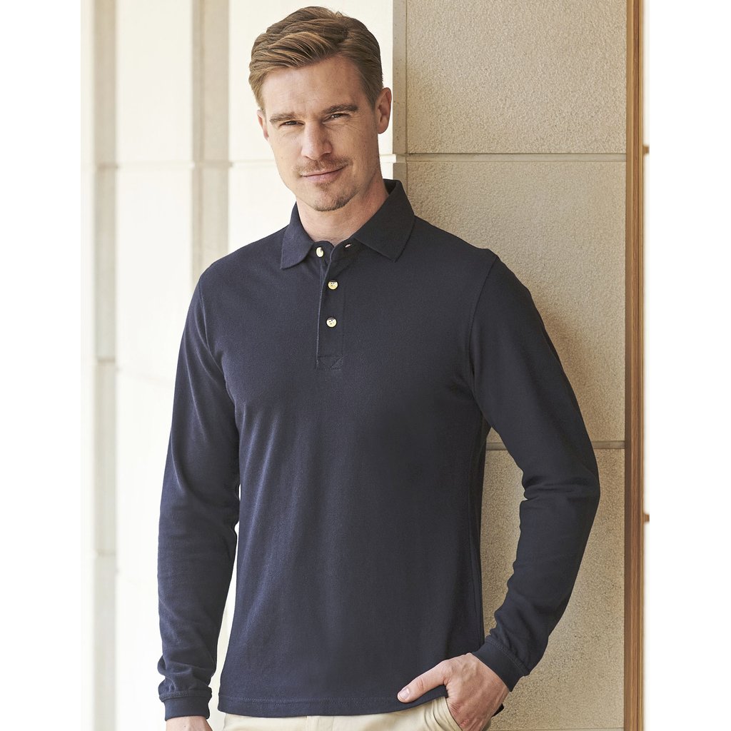[W105] (H105) Long Sleeved Cotton Piqué Polo Shirt