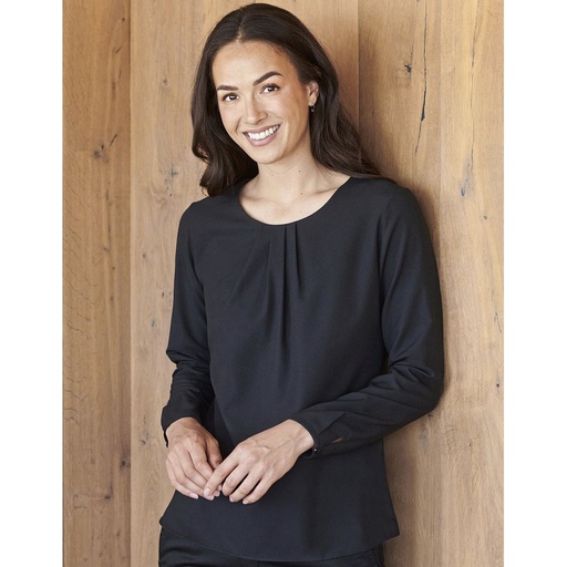[W598] (H598) Ladies´ Pleat Front Long Sleeved Blouse [W598]