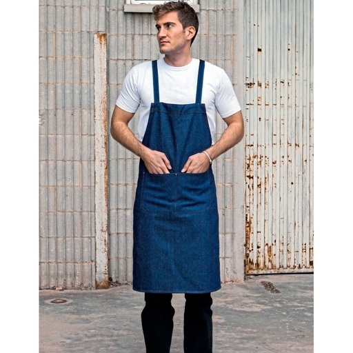 [X9090P] (HSKB9090JNS) Hobby apron with cross bands and pocket [X9090P]
