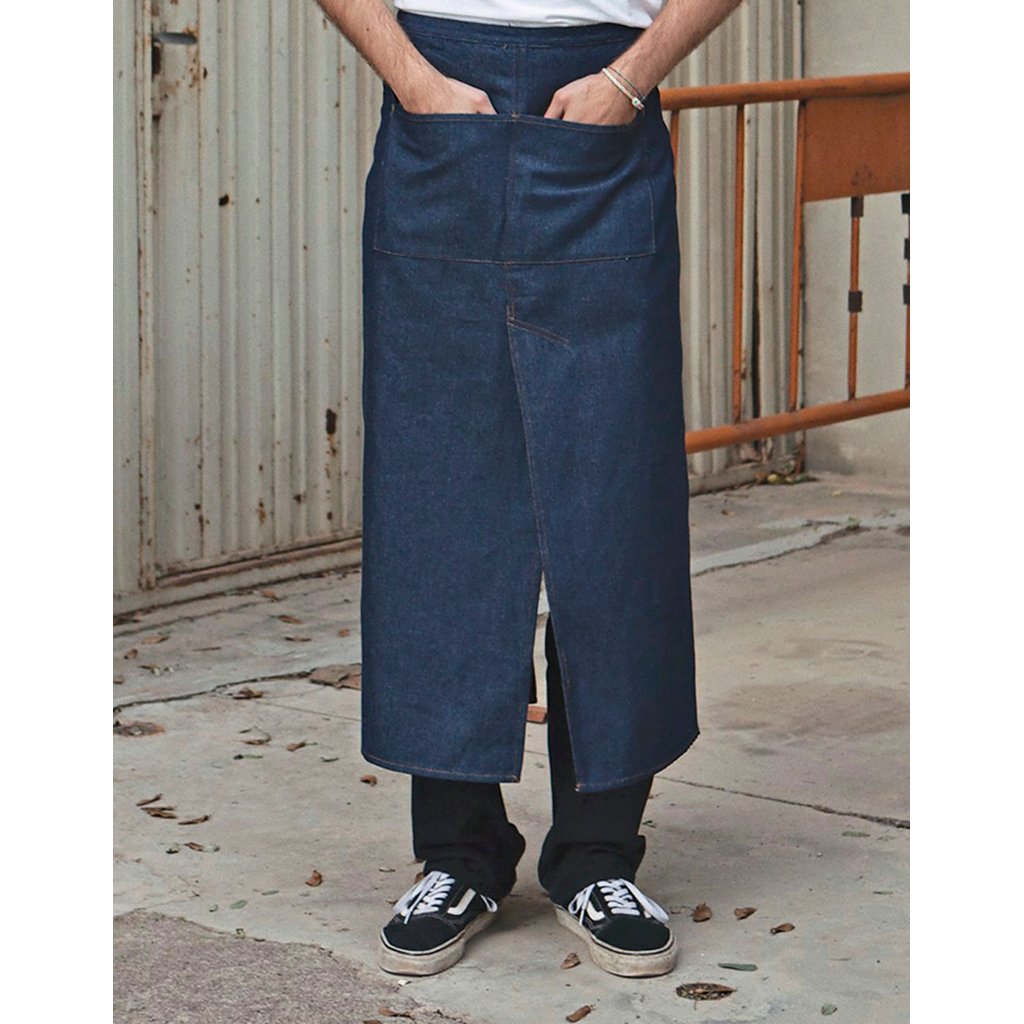 [X992] (FS100100SPJNS) Jeans Bistro Apron With Split