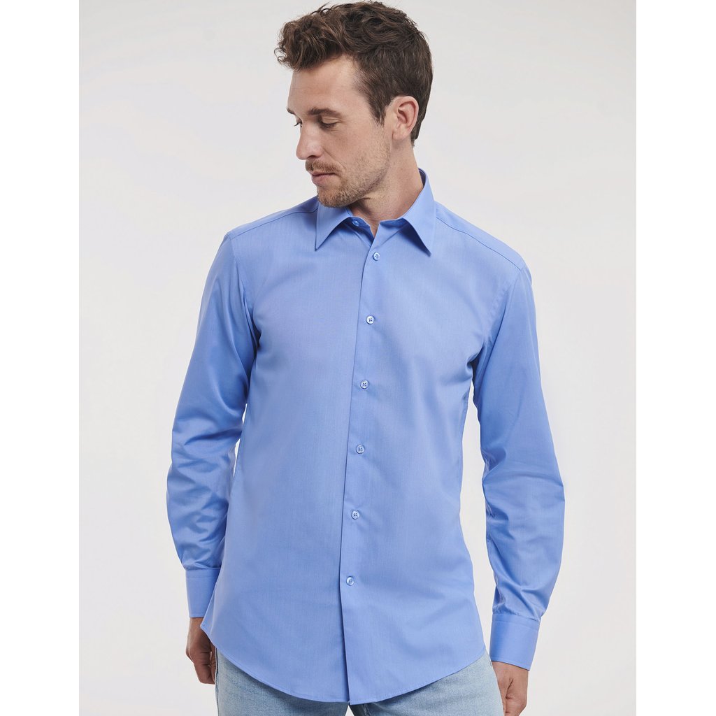 [Z924] (R-924M-0) Men's Long Sleeve Tailored Polycotton Poplin Shirt [Z924]