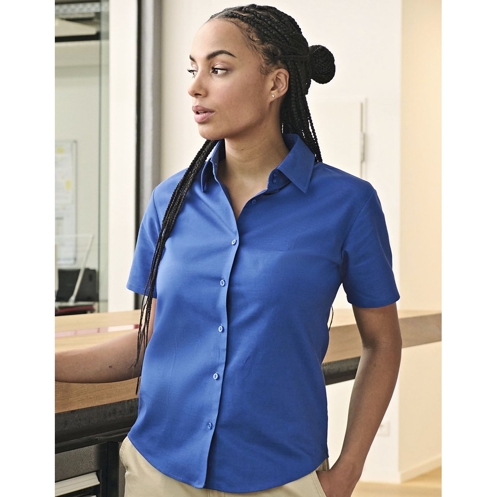 [Z933F] (R-933F-0) Ladies' Short Sleeve Tailored Oxford Shirt