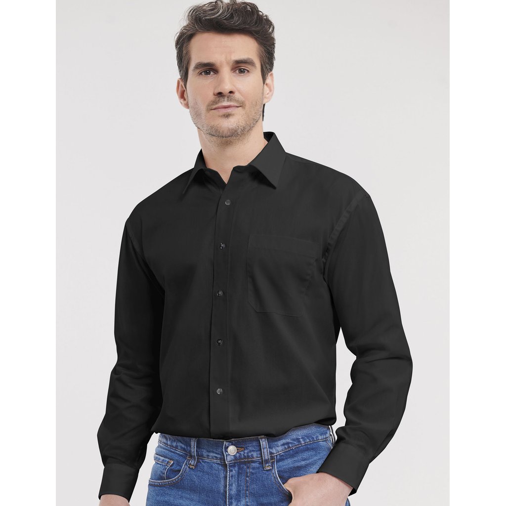 [Z936] (R-936M-0) Men's Long Sleeve Classic Pure Cotton Poplin Shirt [Z936]