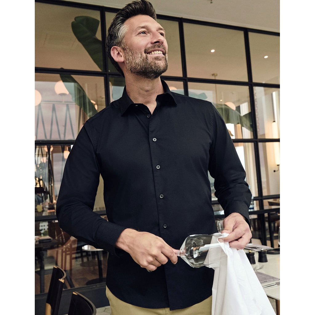 [Z946] (R-946M-0) Men's Long Sleeve Fitted Stretch Shirt [Z946]