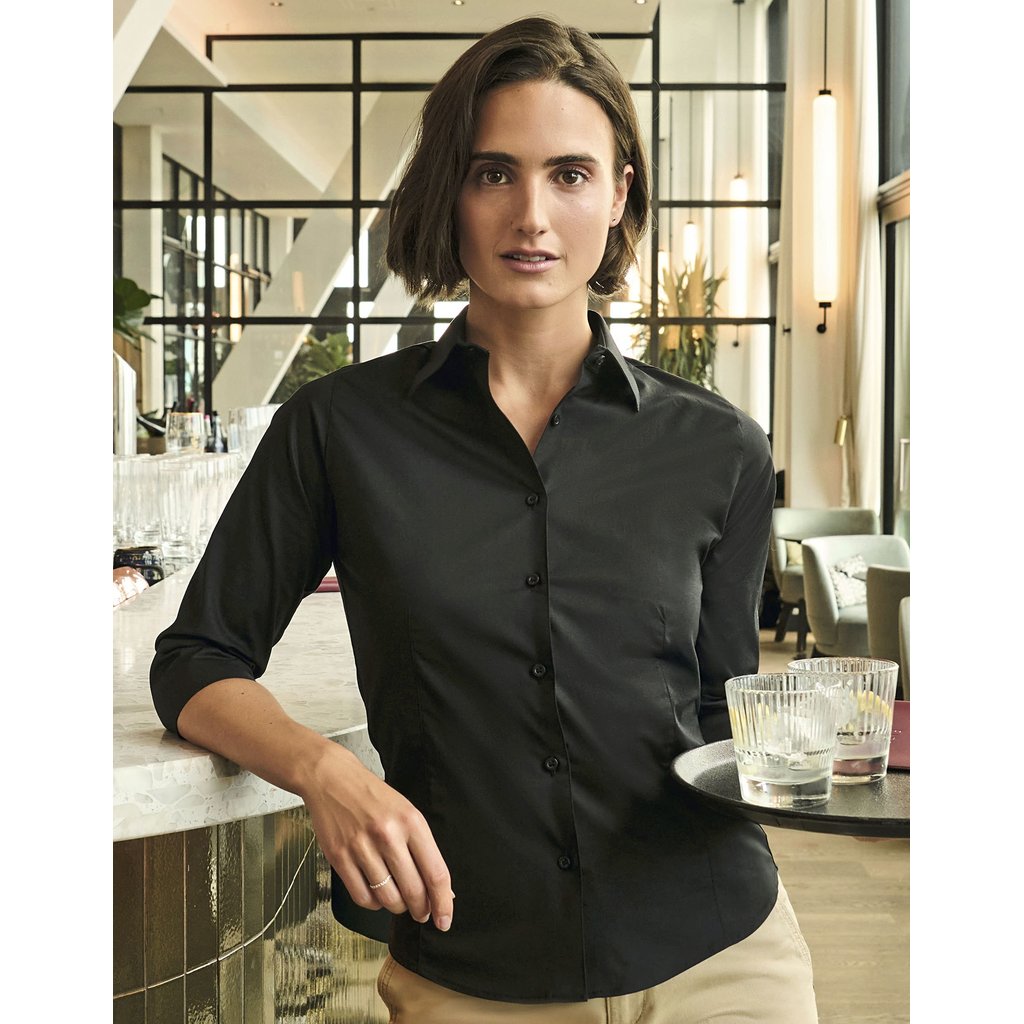 [Z946F] (R-946F-0) Ladies' Long Sleeve Classic Pure Cotton Poplin Shirt