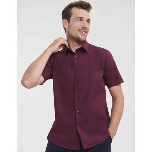 [Z947] (R-947M-0) Men's Short Sleeve Fitted Stretch Shirt [Z947]