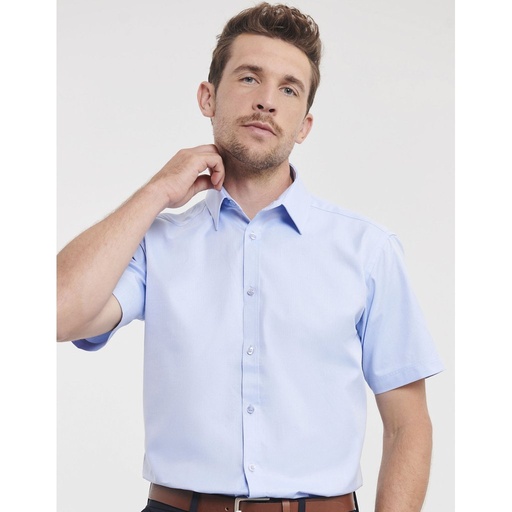 [Z963] (R-963M-0) Men´s Short Sleeve Tailored Herringbone Shirt [Z963]