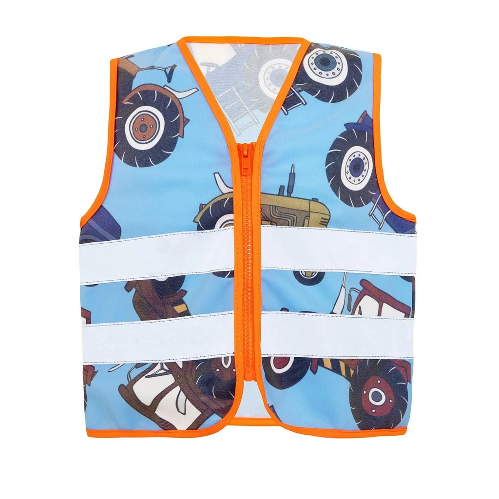 (ACTWORTRA) Children's Safety Vest Action Mezzi da cantiere Blue