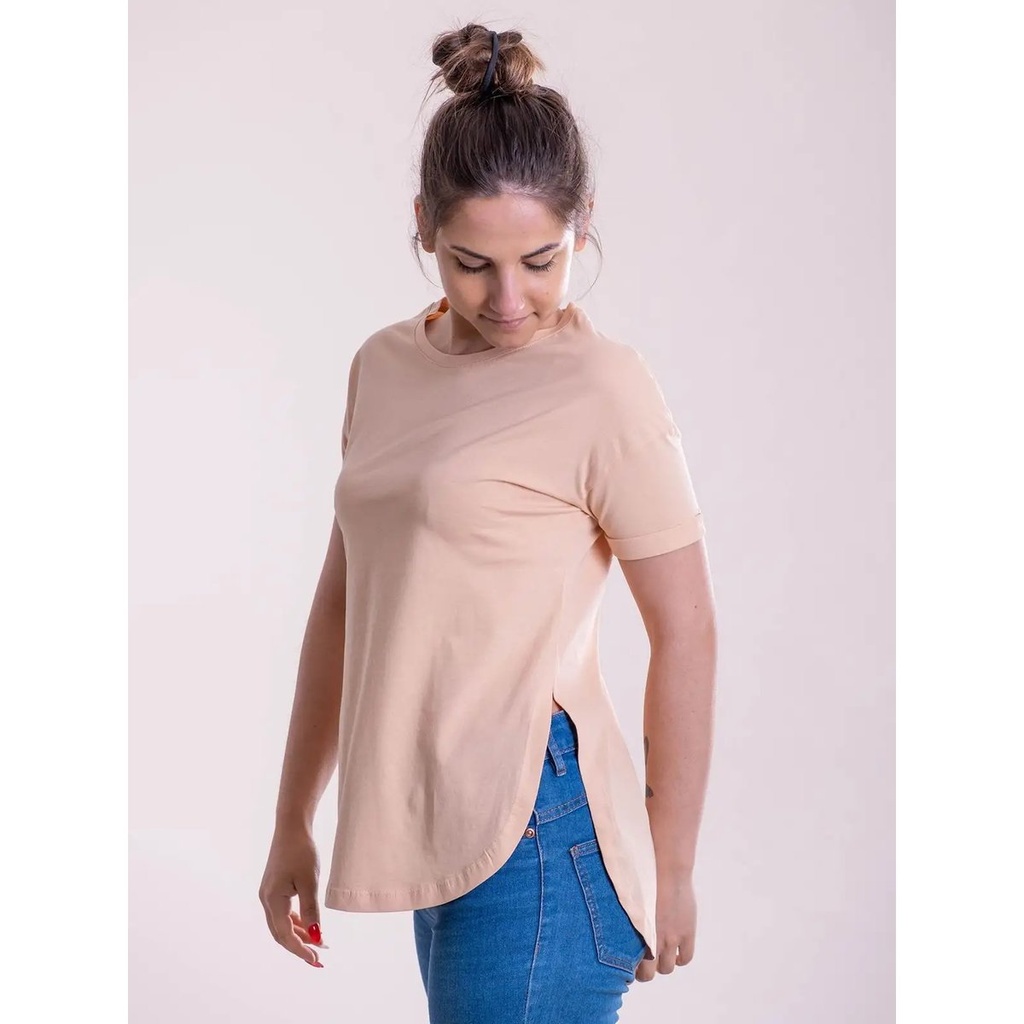 (CA01468) T-shirt girocollo donna manica corta