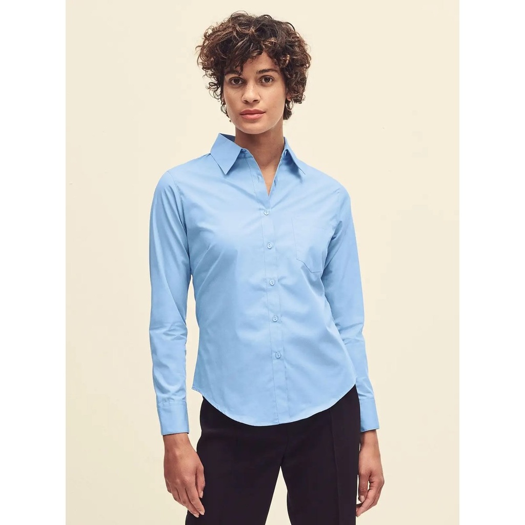 (FR650120) Ladies Poplin Shirt Long Sleeve