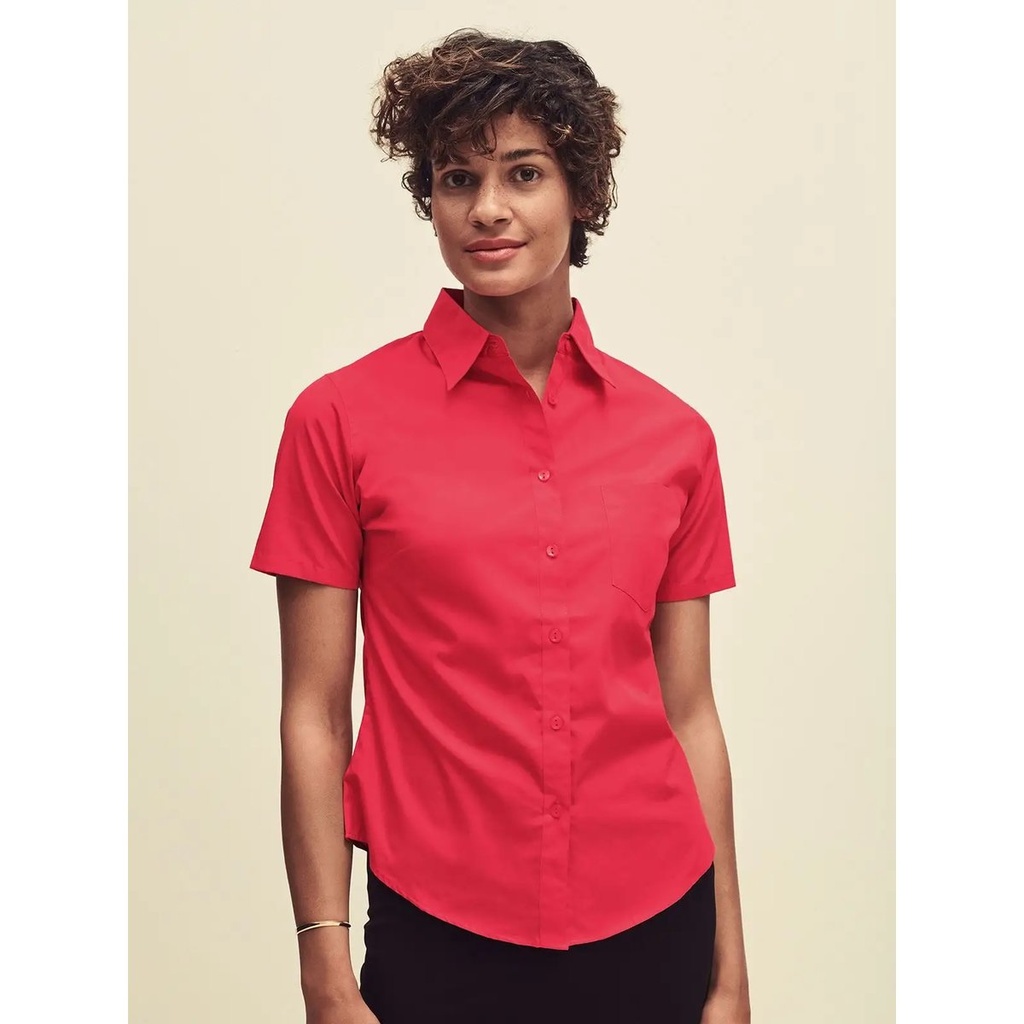(FR650140) Ladies Poplin Shirt Short Sleeve