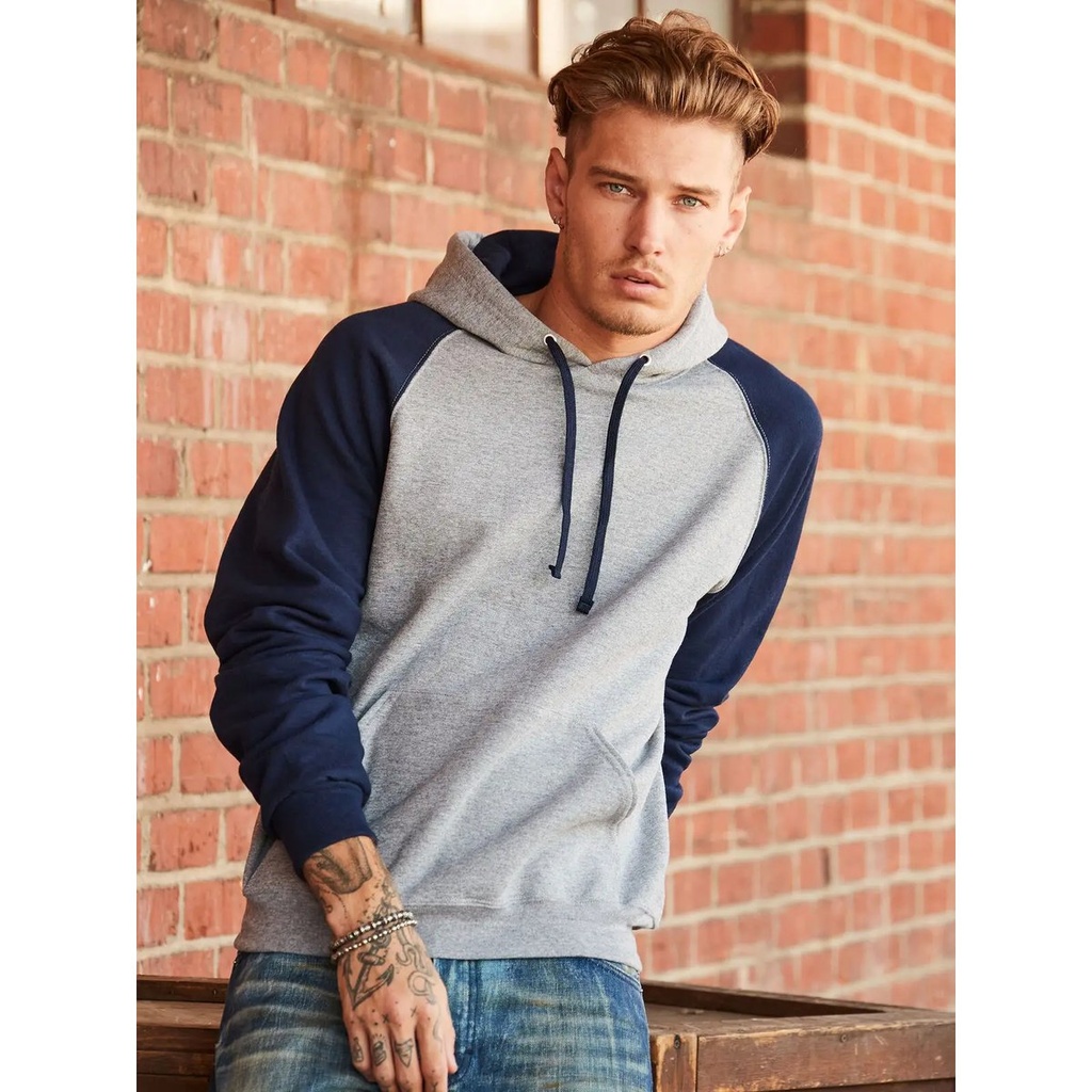 [JS96CR-CF+-3XL] (JS96CR) NuBlend Colour Block Raglan Hooded Sweatshirt
