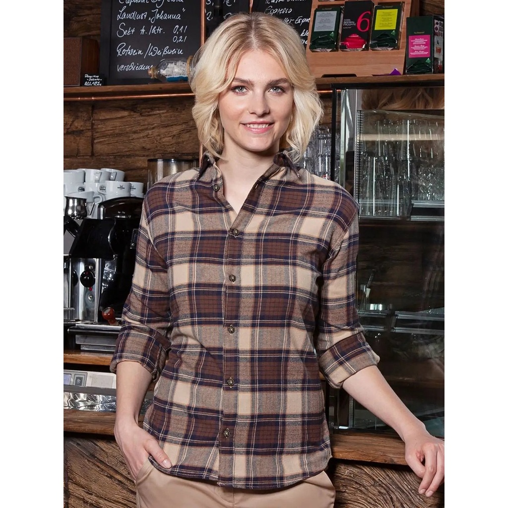 (KBF9) Ladies' checked blouse Urban-Trend
