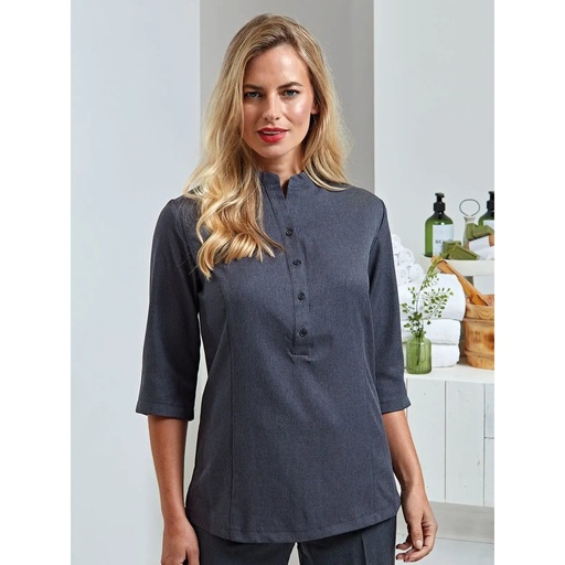 (PR685) Verbena Linen Look Button Up Beauty Tunic