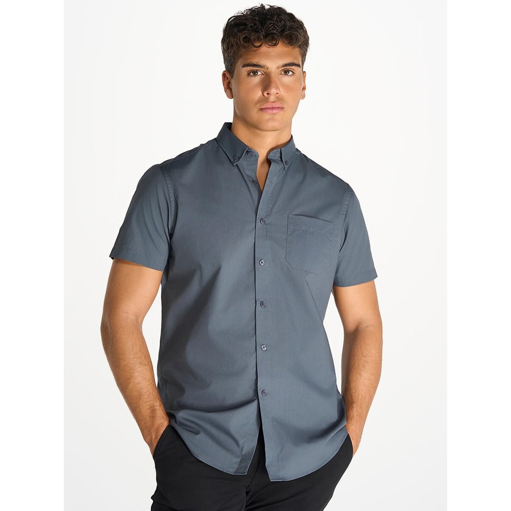 (SHAPOPSS) Camicia Uomo Manica Corta Popeline
