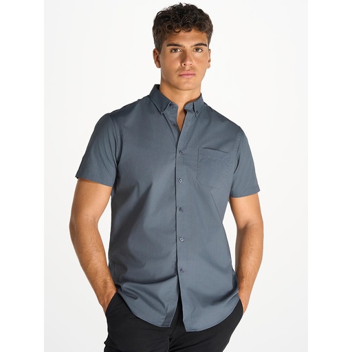 (SHAPOPSS) Camicia Uomo Manica Corta Popeline