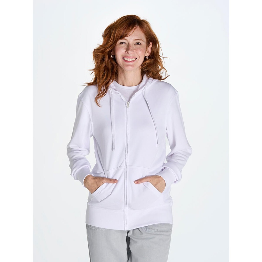 (SWULHOOD240) Felpa Donna Cappuccio E Zip Leggera French Terry