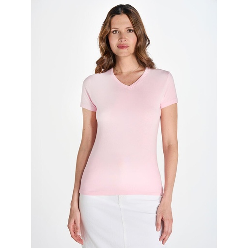 (TSRLCMFP) T-Shirt Donna Manica Corta Collo A V Regular