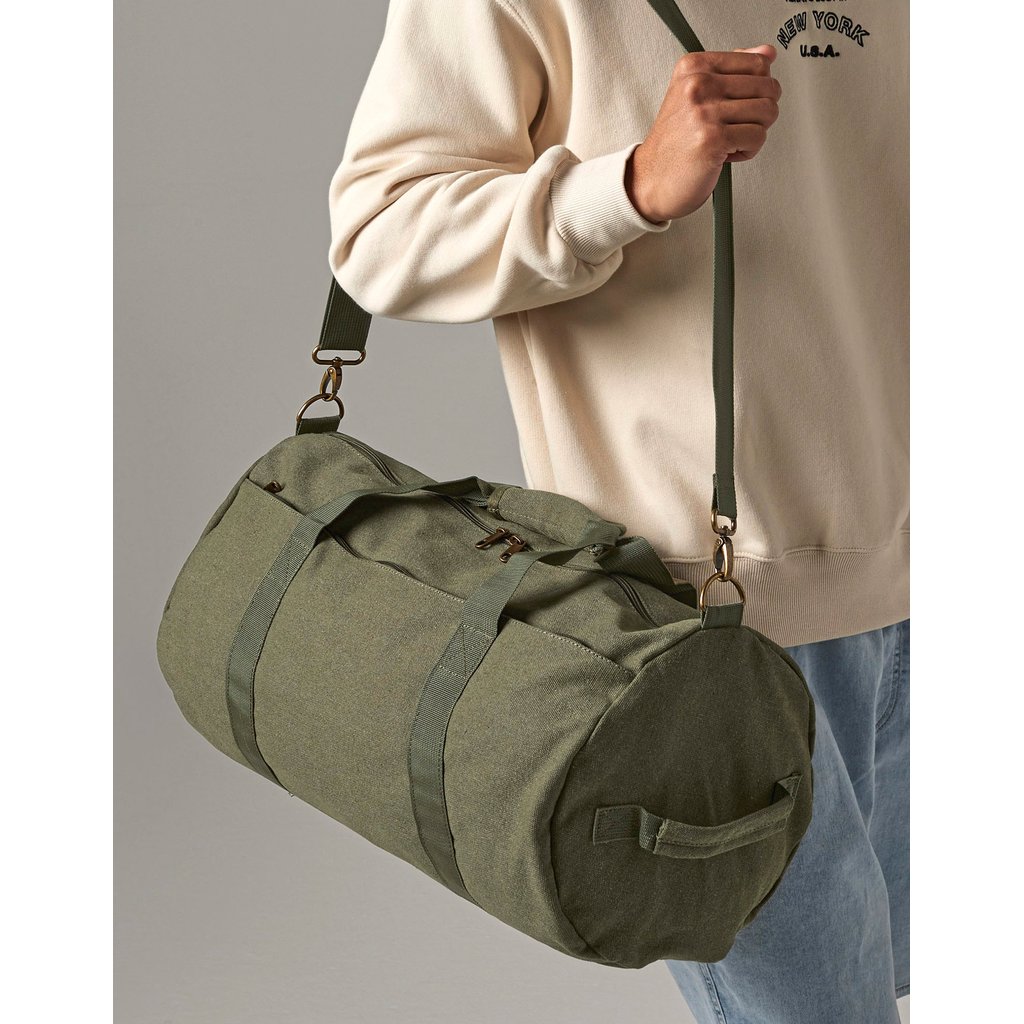 [BG655] Vintage Canvas Barrel Bag